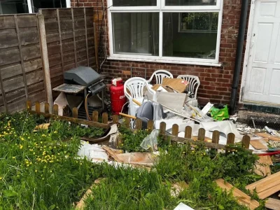Household waste pile for collection