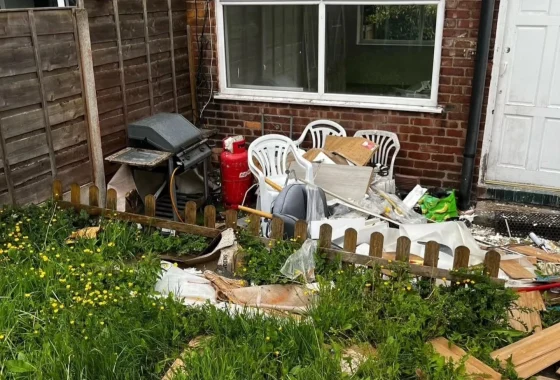 Household waste pile for collection